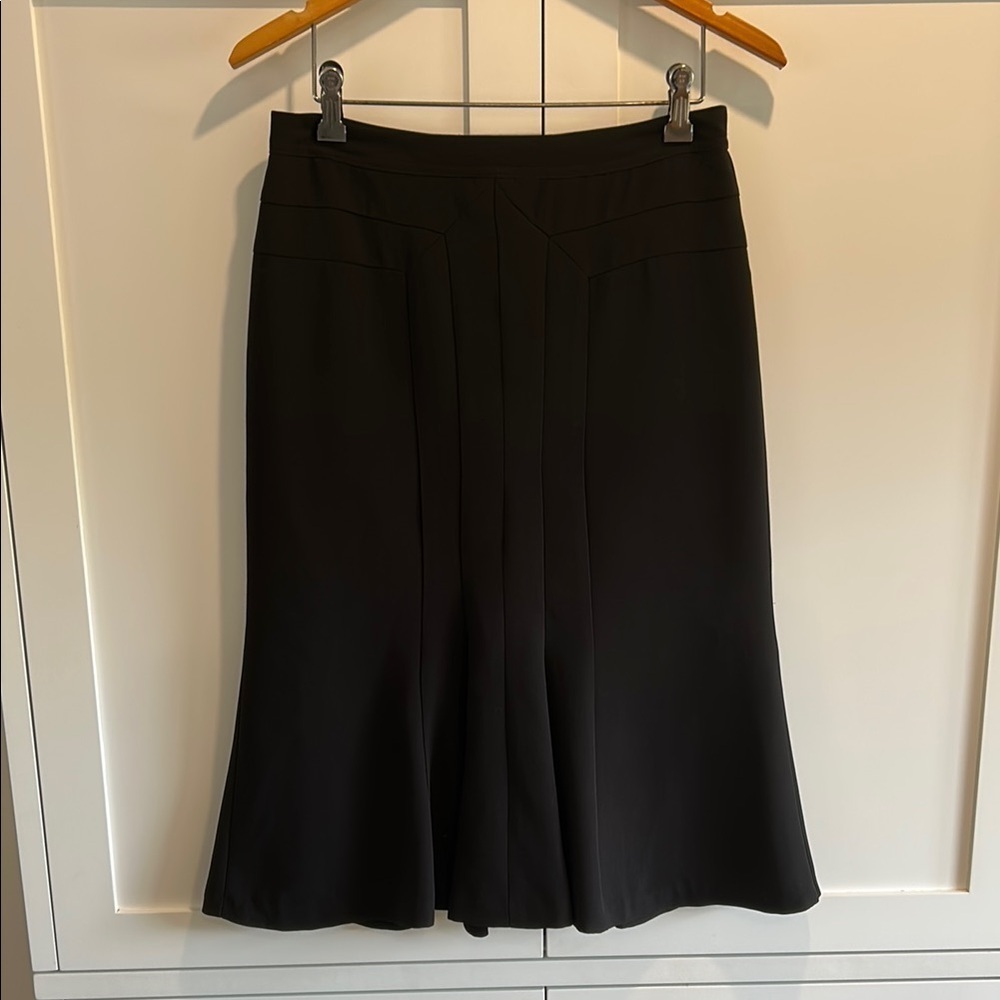 Laura Petite Black Midi A-Line Tulip Lined Skirt Sz 2